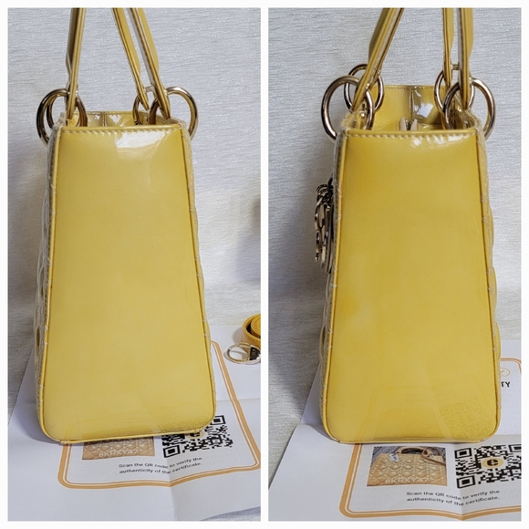 COA CHRISTIAN DIOR Cannage Quilted Patent Leather Medium Lady Dior Bag - Picture 8 of 13